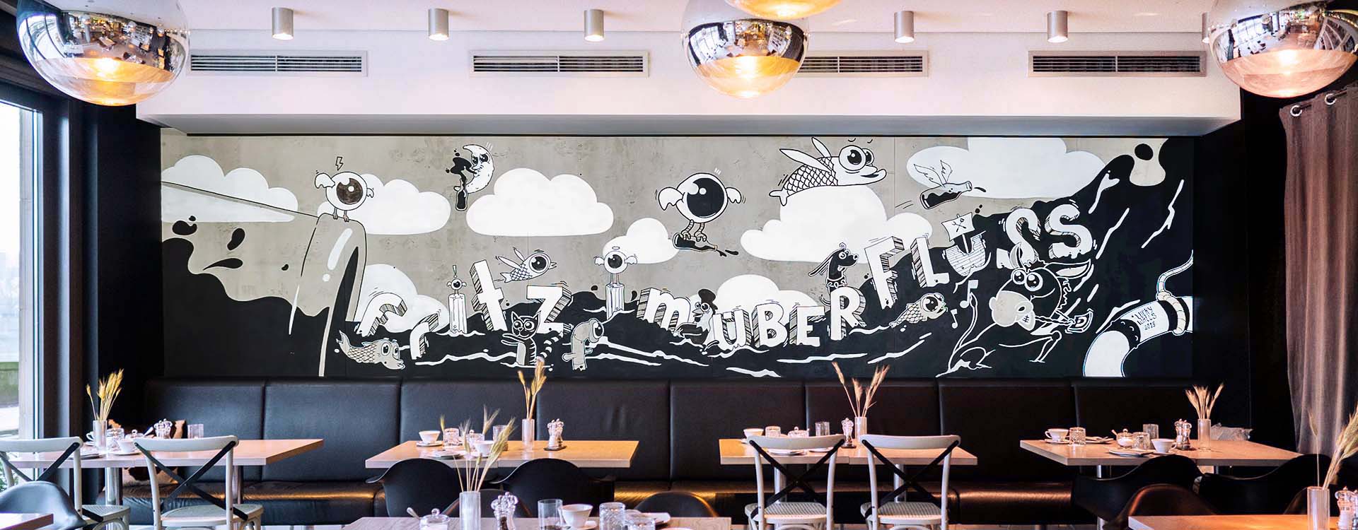 Designkonzept: Wandbild für ein restaurant in Zusammenarbeit mit Fritz Cola.